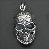 Flower Skull Pendant Stainless Steel Biker Skull Pendant