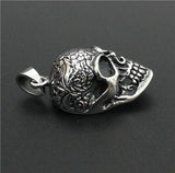 Flower Skull Pendant Stainless Steel Biker Skull Pendant