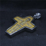 Golden Skull Men Bone Pendant Stainless Steel Biker Cross