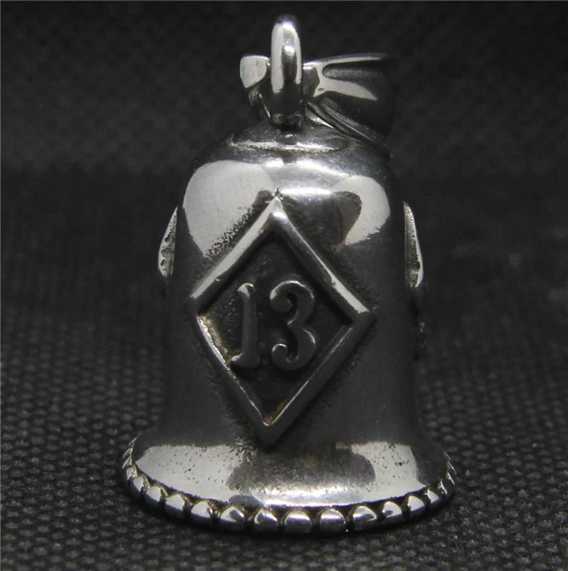 Skull Biker 13 Bell Pendant Stainless Steel