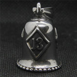 Skull Biker 13 Bell Pendant Stainless Steel