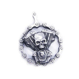 Motorcycles Chain Skull Engine Pendant Stainless Steel Biker Skull Pendant