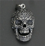 Flower Skull Pendant 316L Stainless Steel Biker Skull Pendant
