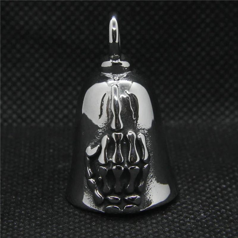 Skull Hand Bell Pendant Stainless Steel Necklace