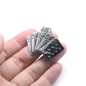 Poker Card Pendant Stainless Steel Mens Polishing Pendant