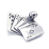 Poker Card Pendant Stainless Steel Mens Polishing Pendant