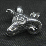 Sheep Head Mens Pendant 316L Stainless Steel Punk Star Pendant