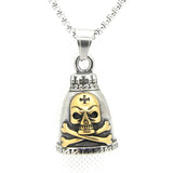 Golden Skull Bell Pendant 316 Stainless Steel Mens Bell Pendant