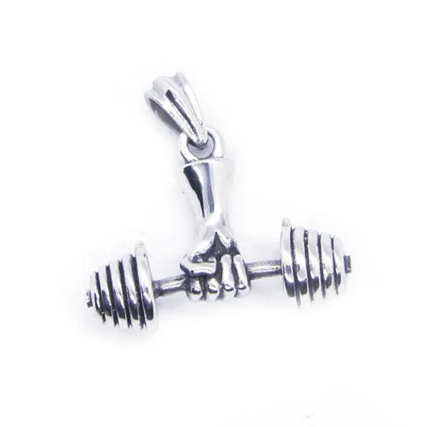 Fitness Barbell Men Pendant Stainless Steel Hot Pendant