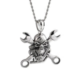 Skull Pendant Stainless Steel Wrench Men's Jewelry