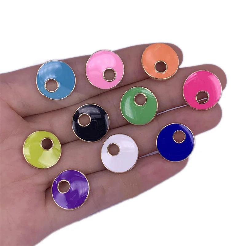 5pcs Brass Round Pendants Charms 16x16mm DIY Jewelry Accessories