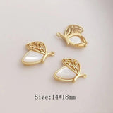 2PCS Zircon Shell Charms Jewelry Making Pendants Plated Brass Accessories