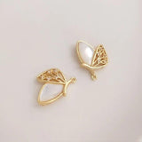 2PCS Zircon Shell Charms Jewelry Making Pendants Plated Brass Accessories