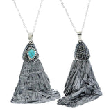 Geometric Stone Necklace with Rhinestone Inlay