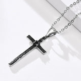 Gothic Cross Pendant Necklace Men Jewelry Gift with Chain