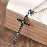 Gothic Cross Pendant Necklace Men Jewelry Gift with Chain