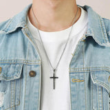 Gothic Cross Pendant Necklace Men Jewelry Gift with Chain