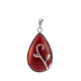Natural Stone Water-drop Rose Blossom Women Pendant Necklace