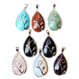 Natural Stone Water-drop Rose Blossom Women Pendant Necklace