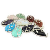 Natural Stone Water-drop Rose Blossom Women Pendant Necklace