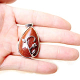Natural Stone Water-drop Rose Blossom Women Pendant Necklace