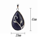 Natural Stone Water-drop Rose Blossom Women Pendant Necklace
