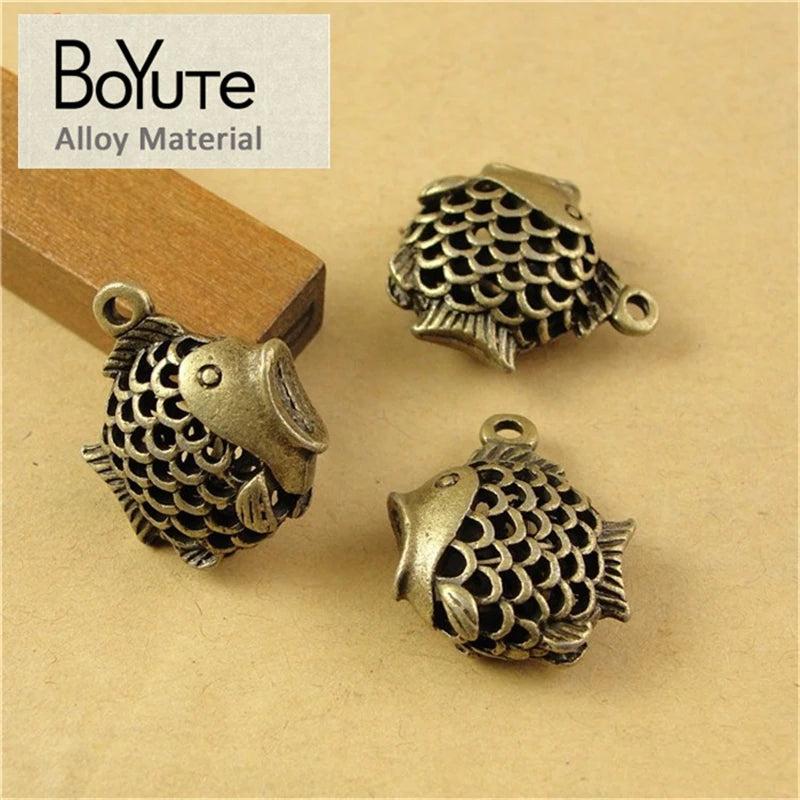 BoYuTe 20Pcs 18*17MM Vintage Alloy Fish Charms Jewelry Findings