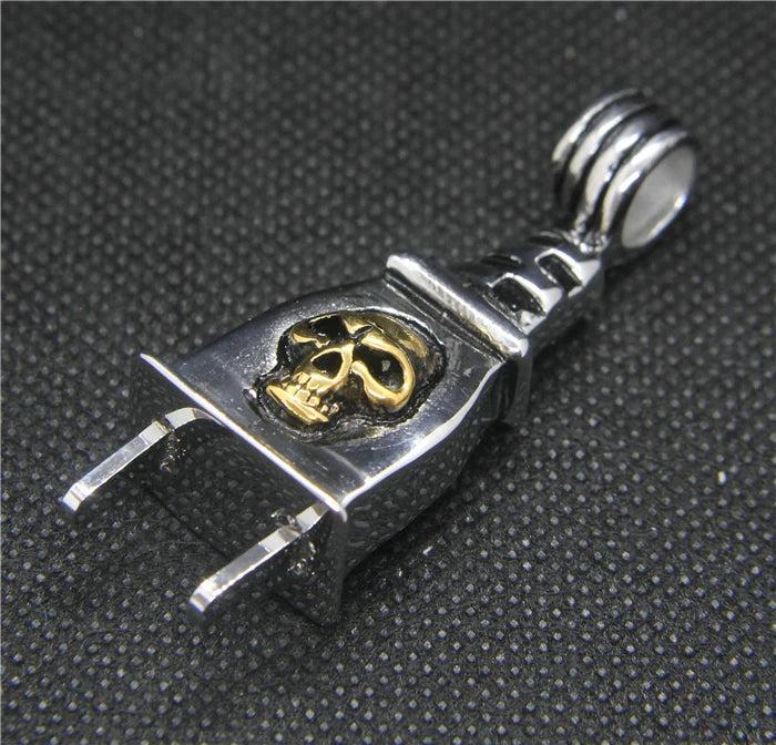 Golden Skull Plug Pendant Stainless Steel Skull Pendant