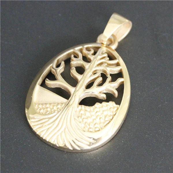 Living Life Tree Pendant 316L Stainless Steel Golden Tree Pendant