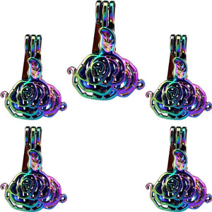 10PCS Rose Petal Pearl Cage Aromatherapy Diffuser Pendant