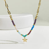 Colorful Beads Boho Neck Chain Star Pendant Women Necklace