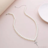 Vintage Pearl Necklace Crystal Cross Choker