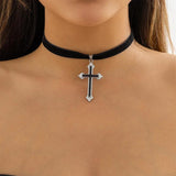 Flannelette Cross Pendant Necklace Women's Wedding Party Choker