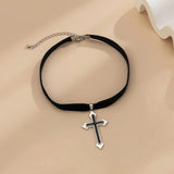 Flannelette Cross Pendant Necklace Women's Wedding Party Choker