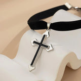 Flannelette Cross Pendant Necklace Women's Wedding Party Choker