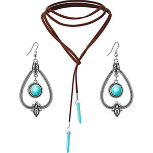 Bohemian Turquoise Pendant Choker Set