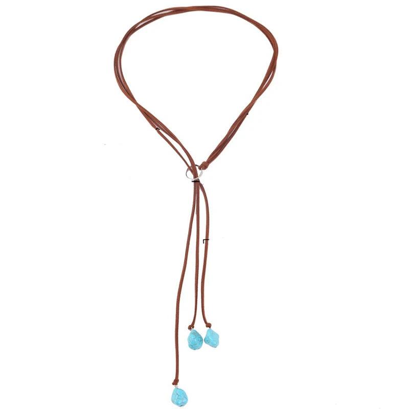 Bohemian Turquoise Tassel Necklace Vintage Y-shaped Jewelry