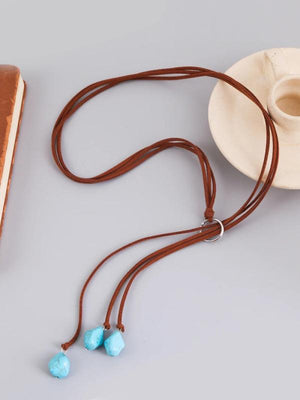 Bohemian Turquoise Tassel Necklace Vintage Y-shaped Jewelry