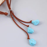 Bohemian Turquoise Tassel Necklace Vintage Y-shaped Jewelry