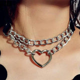 Gothic Leather Choker Necklace with Chain Punk Rivet Collar