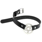 Leather Choker Punk Pentagram Collar Necklace Women Girls Goth Accessories
