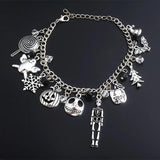 Halloween Christmas Bracelet Skellington Sally Santa Charms Bangle