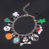 Halloween Christmas Bracelet Skellington Sally Santa Charms Bangle
