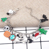 Halloween Christmas Bracelet Skellington Sally Santa Charms Bangle