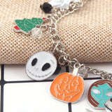 Halloween Christmas Bracelet Skellington Sally Santa Charms Bangle