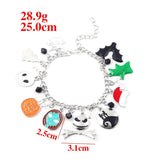 Halloween Christmas Bracelet Skellington Sally Santa Charms Bangle