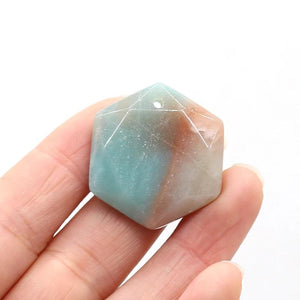 Hexagon Labradorite and Amazonites Pendant for DIY Necklace Making