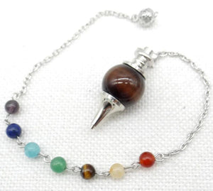 7 Chakra Reiki Healing Pendulum Pendant - Natural Gem Stone Quartz Crystal