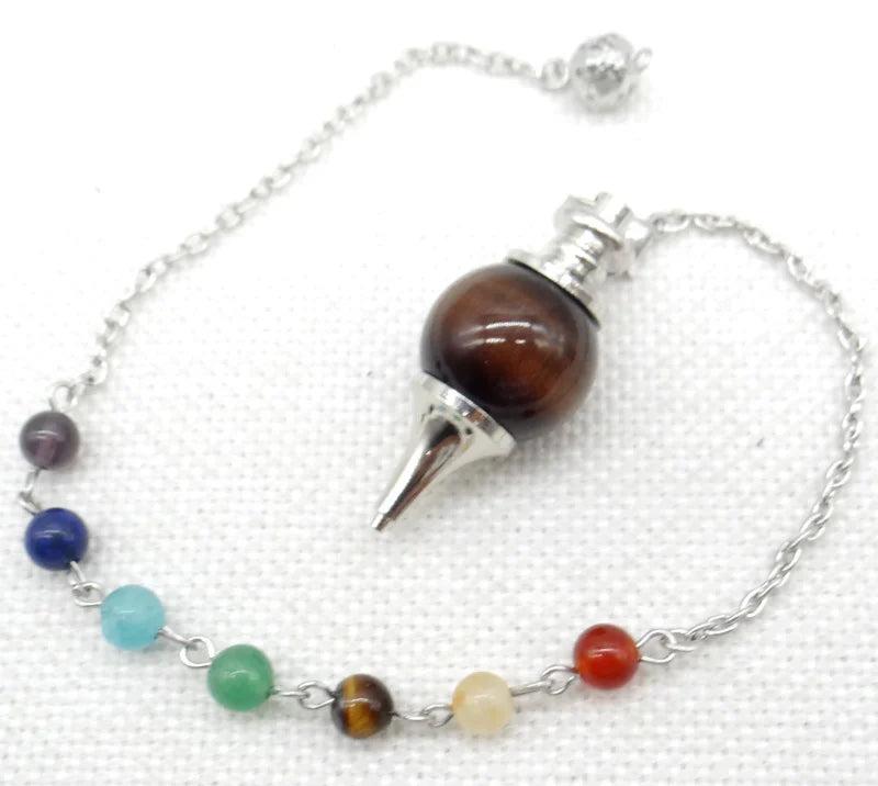 7 Chakra Reiki Healing Pendulum Pendant - Natural Gem Stone Quartz Crystal