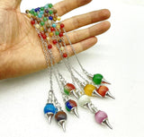 7 Chakra Reiki Healing Pendulum Pendant - Natural Gem Stone Quartz Crystal